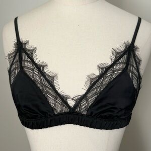 Massimo Dutti Black Lace Trim Bra Sz XS